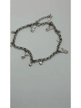 Playboy Bunny Sterling Silver 925 Charm Bracelet 9" Adjustable 9 Gram